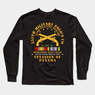 555th Military Police Co - 193rd IN BDE - Ft Lee w Svc Ribbons Long Sleeve T-Shirt